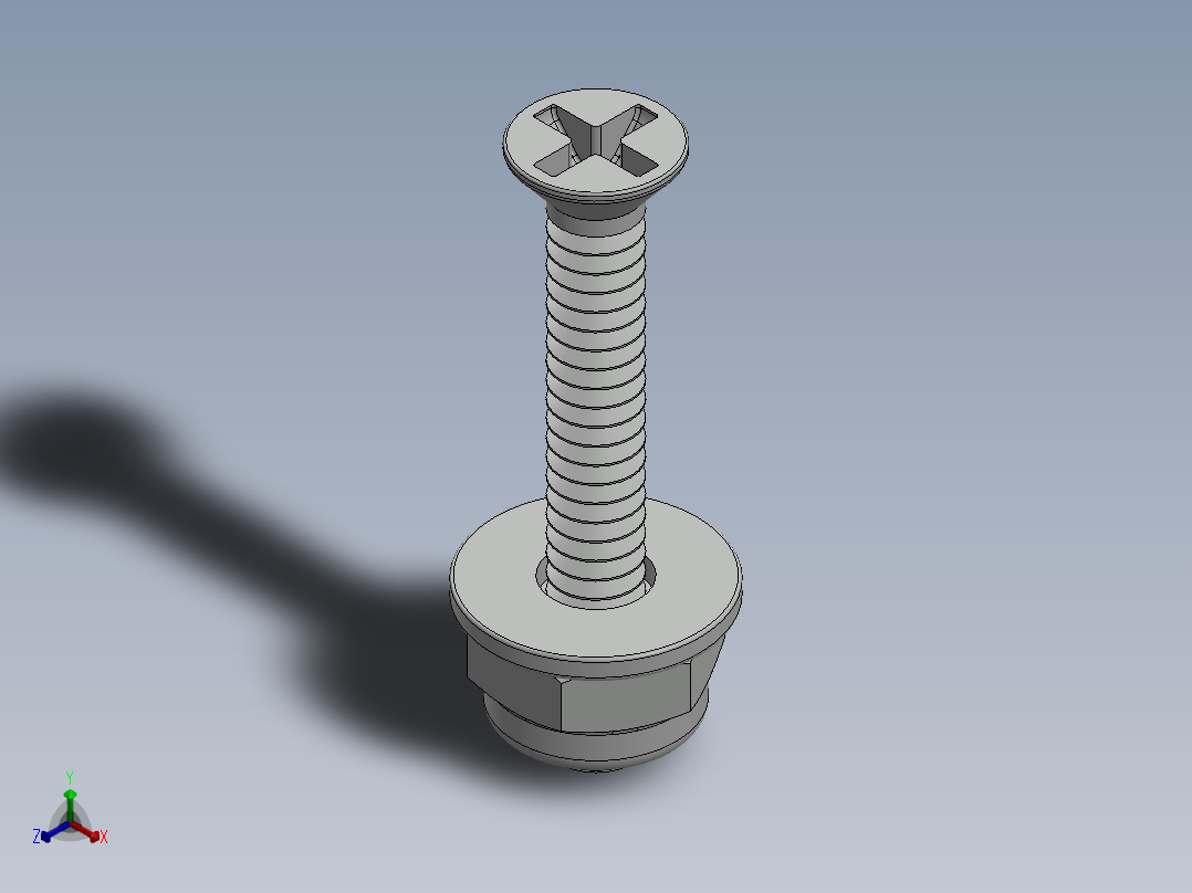 紧固件-No.6-32 Flathead-01正等轴测图