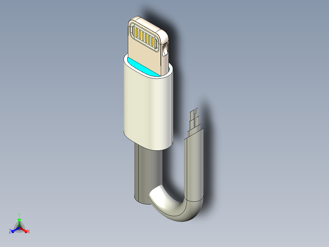 苹果闪电头组件正等轴测图