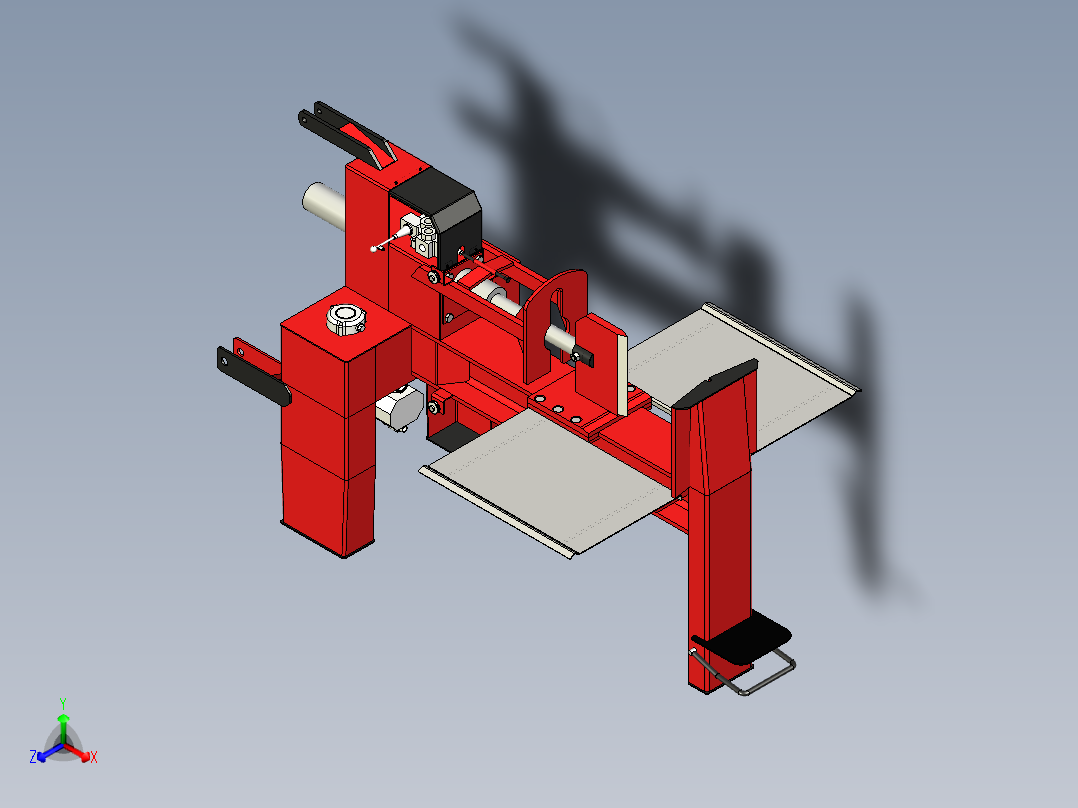 B2004545-木材劈木机 水平式正等轴测图