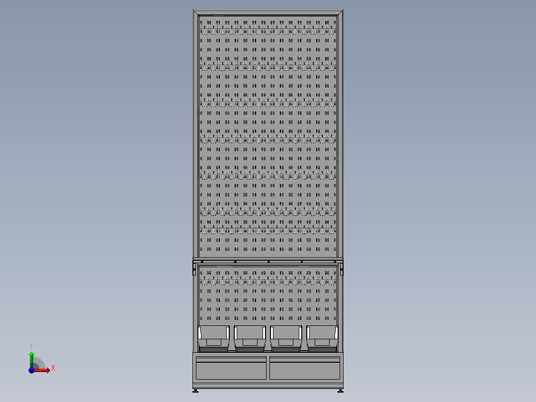 货架、商店五金小件展示架前视图