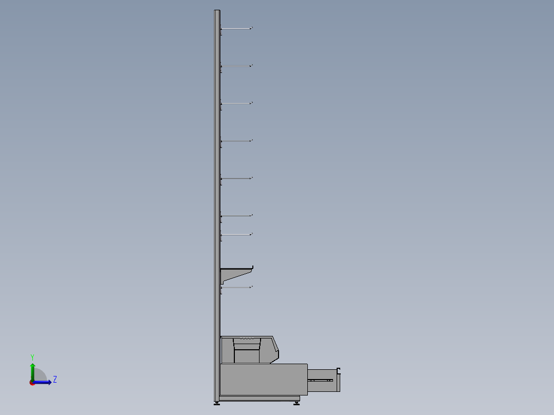 货架、商店五金小件展示架左视图