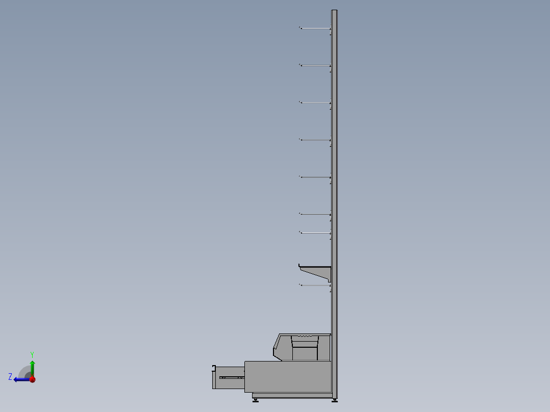货架、商店五金小件展示架右视图