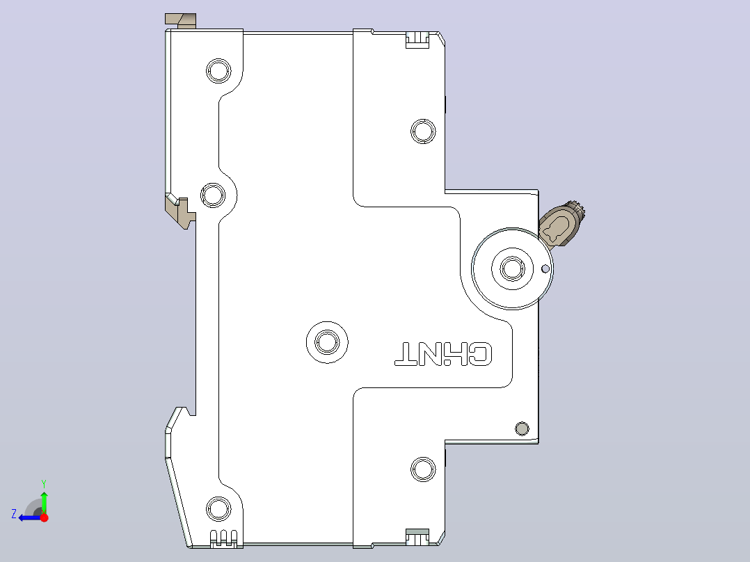 NB5LE-40Y 1P&amp;N剩余电流动作断路器三维模型202404右视图