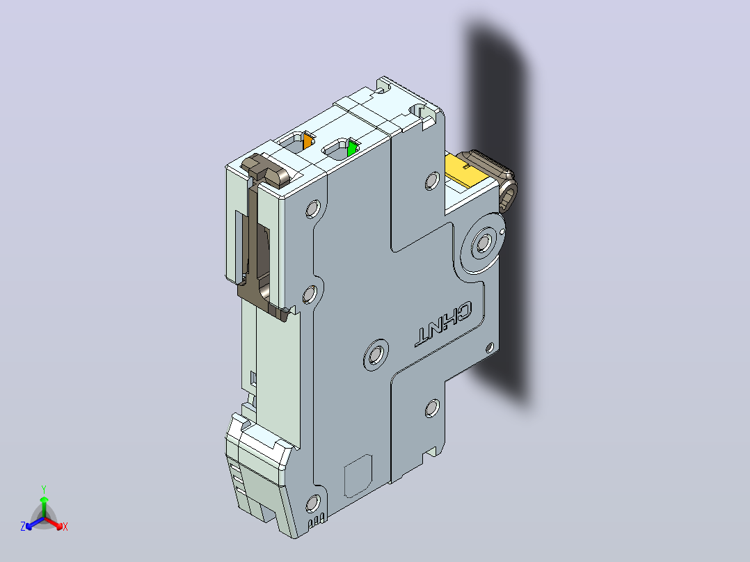NB5LE-40Y 1P&amp;N剩余电流动作断路器三维模型202404正等轴测图