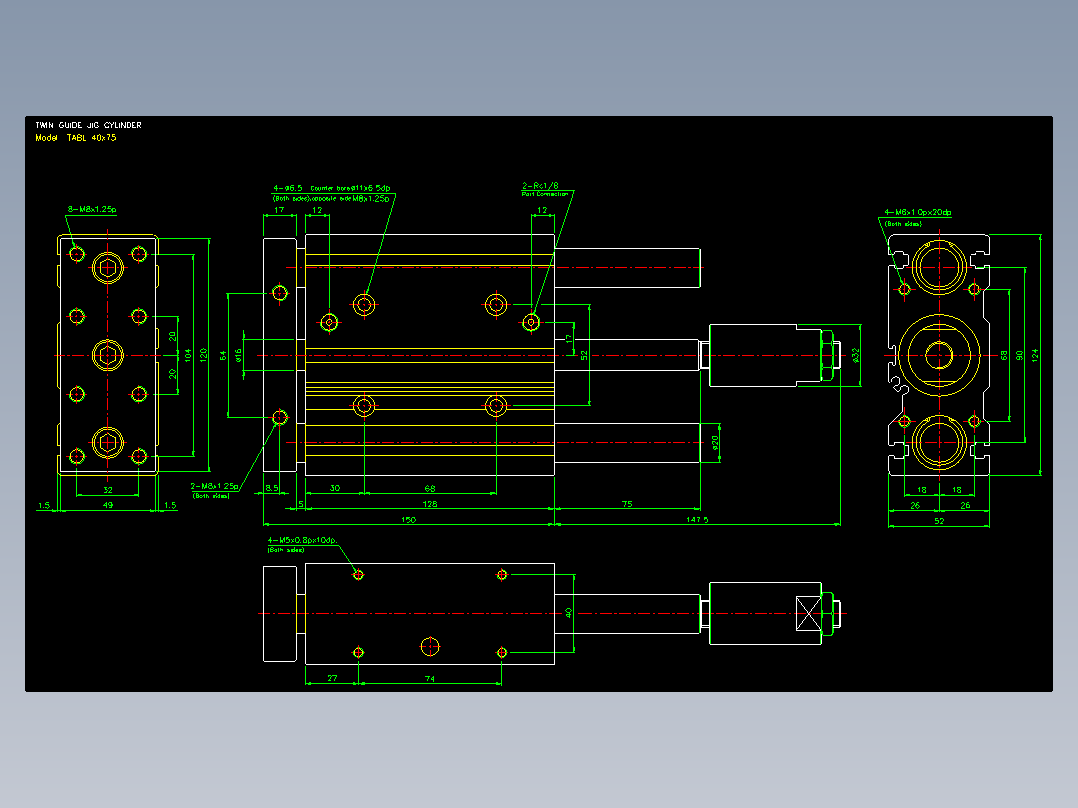 双轴气缸2D-TABL40x75