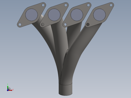 solidworks 发动机排气歧管3D模型前视缩略图