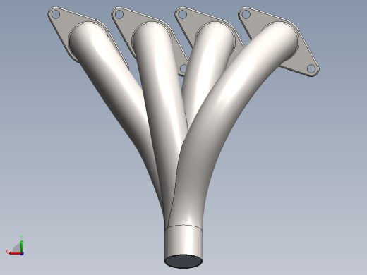 solidworks 发动机排气歧管3D模型后视缩略图