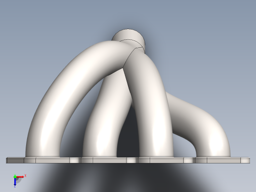 solidworks 发动机排气歧管3D模型俯视缩略图