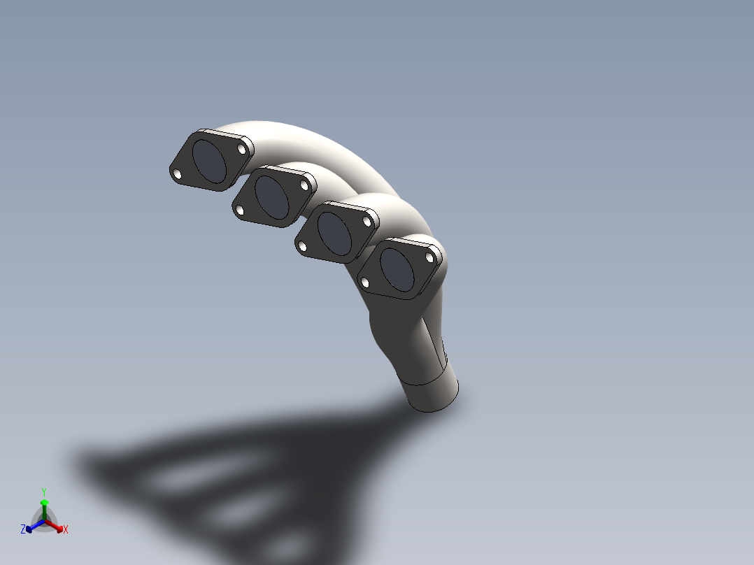 solidworks 发动机排气歧管3D模型正等轴测图