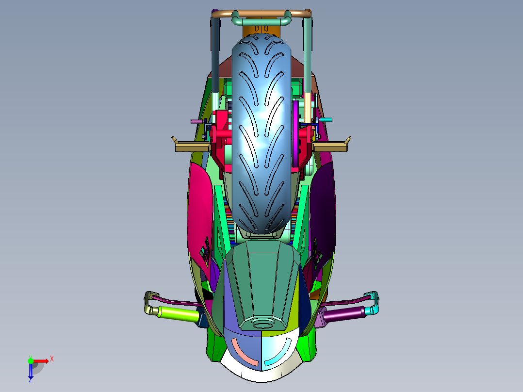 改装机械增压雅马哈SR400俯视图
