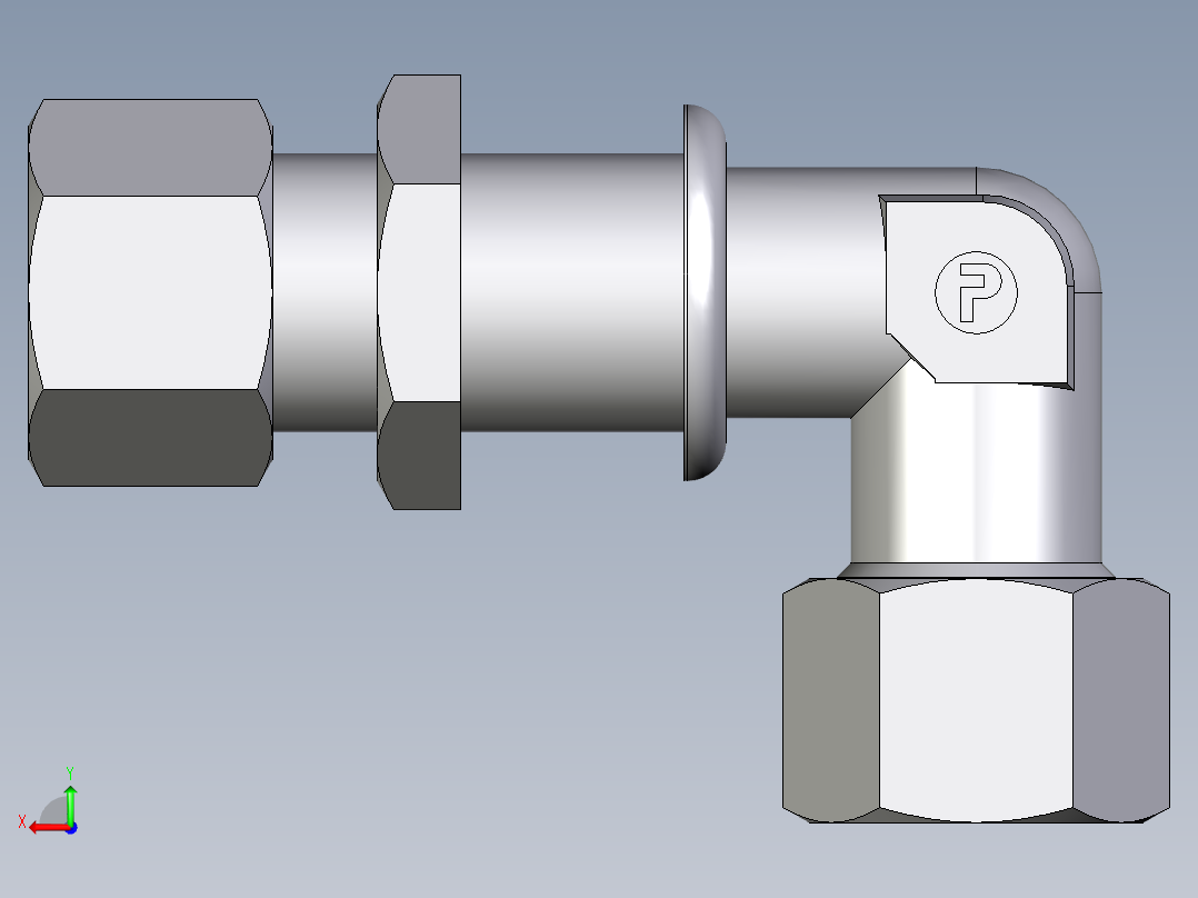 卡套式工业通用硬管接头EO_Bulkhead_elbow_WSV12ZS71后视图