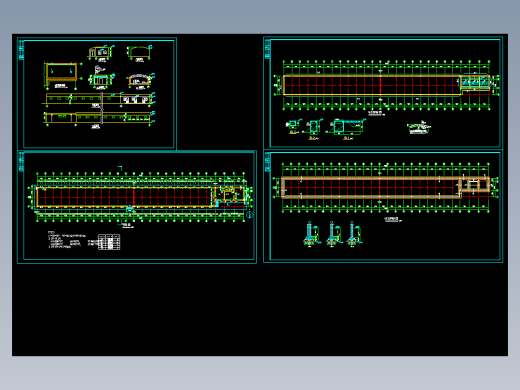 某工厂大型自行车棚cad企业设计施工图纸（含结构平面图）