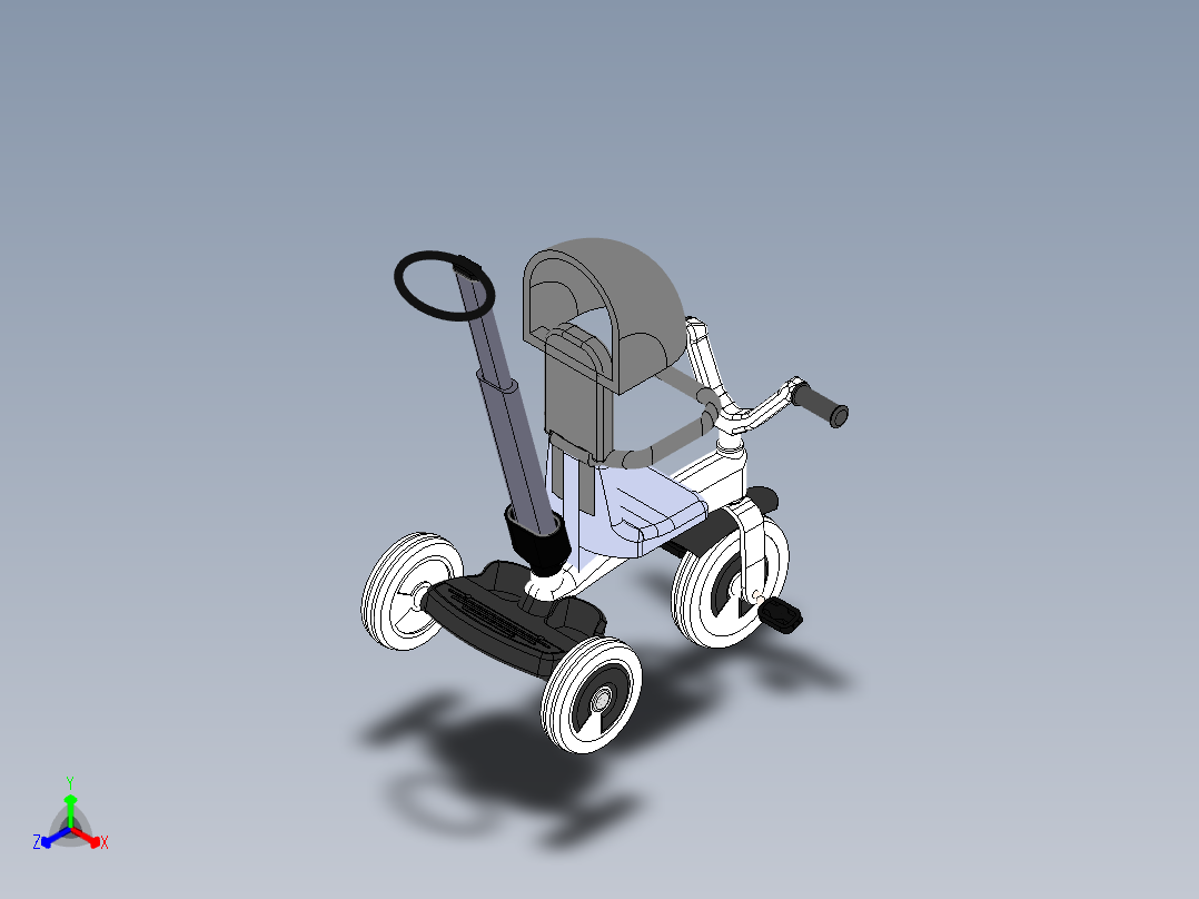 儿童三轮推车--sw正等轴测图