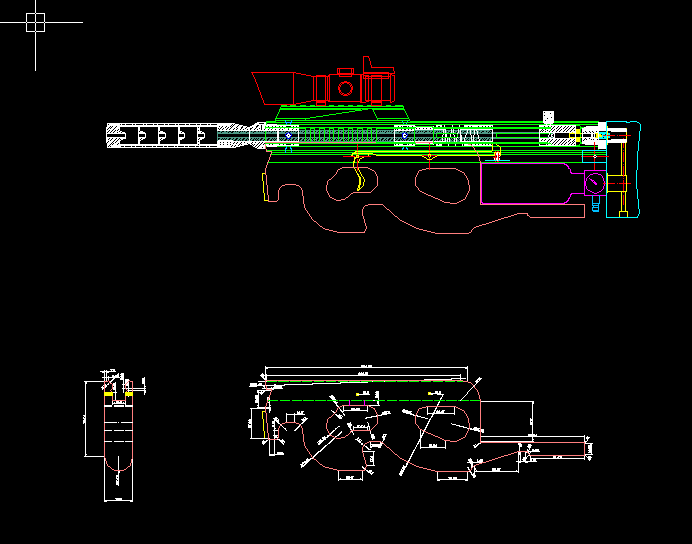 PCP中握型材气枪（中握型材秃）加工图纸（精品全套CAD详细图）