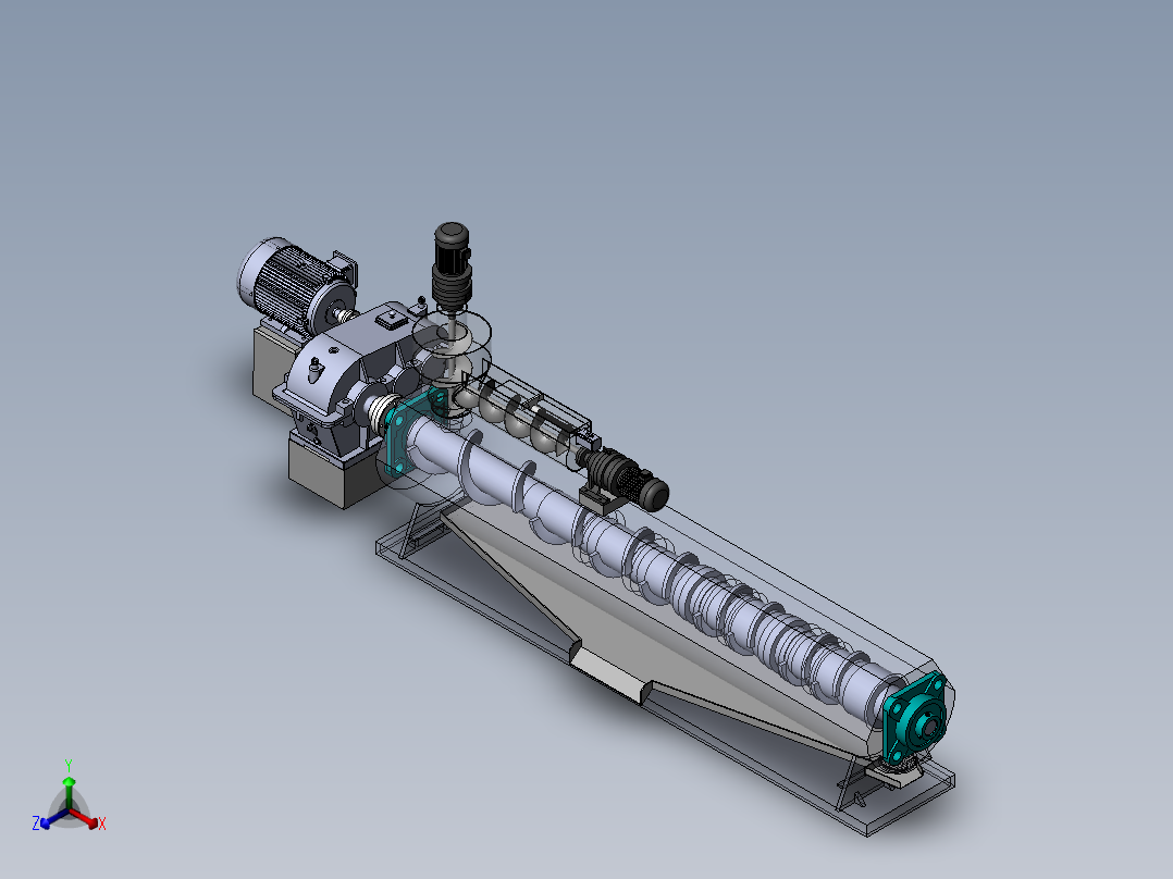 卧式摆线螺杆机带仿真视频sw19可编辑正等轴测图