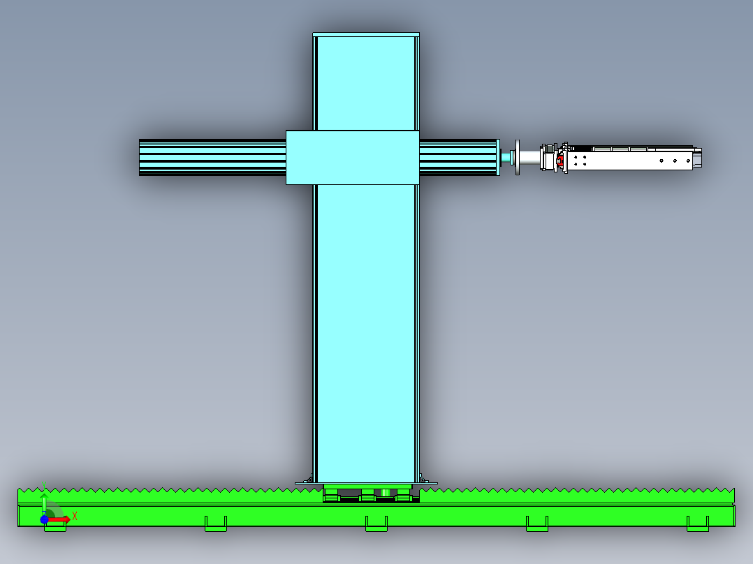 带有移动底盘的木箱搬运机构前视图