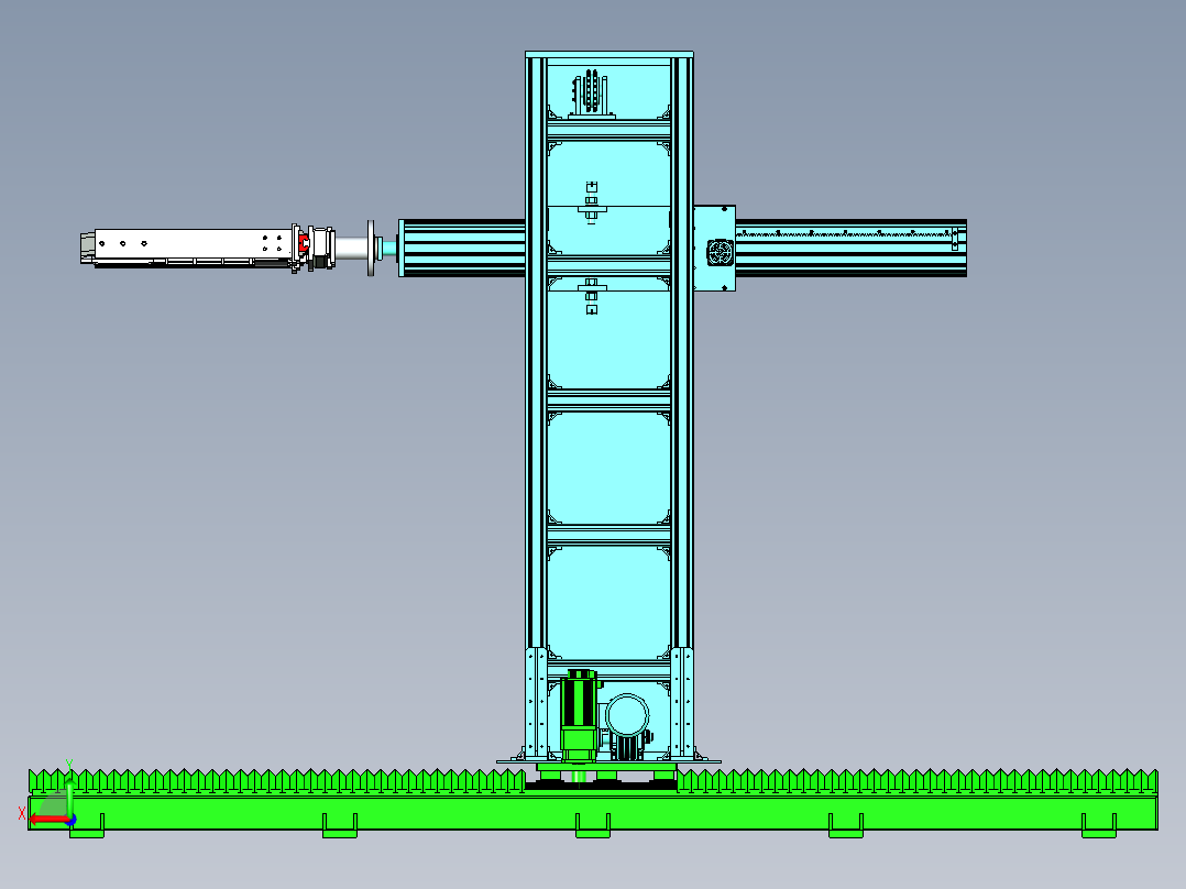 带有移动底盘的木箱搬运机构后视图