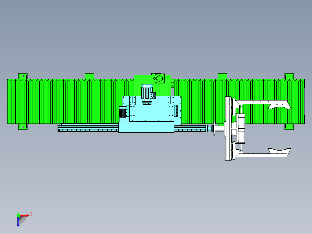 带有移动底盘的木箱搬运机构俯视图