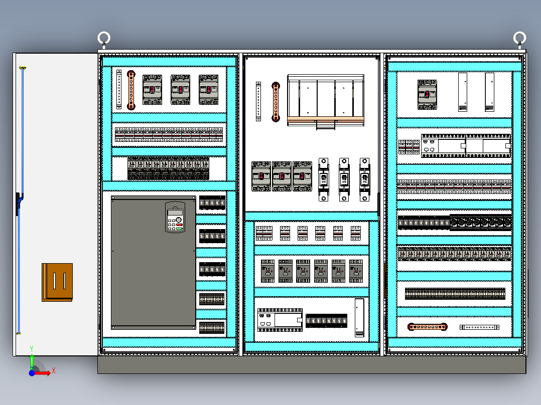 三柜组装变频器刀开关plc控制柜 56413前视图