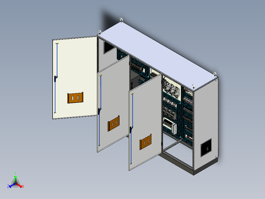 三柜组装变频器刀开关plc控制柜 56413正等轴测图