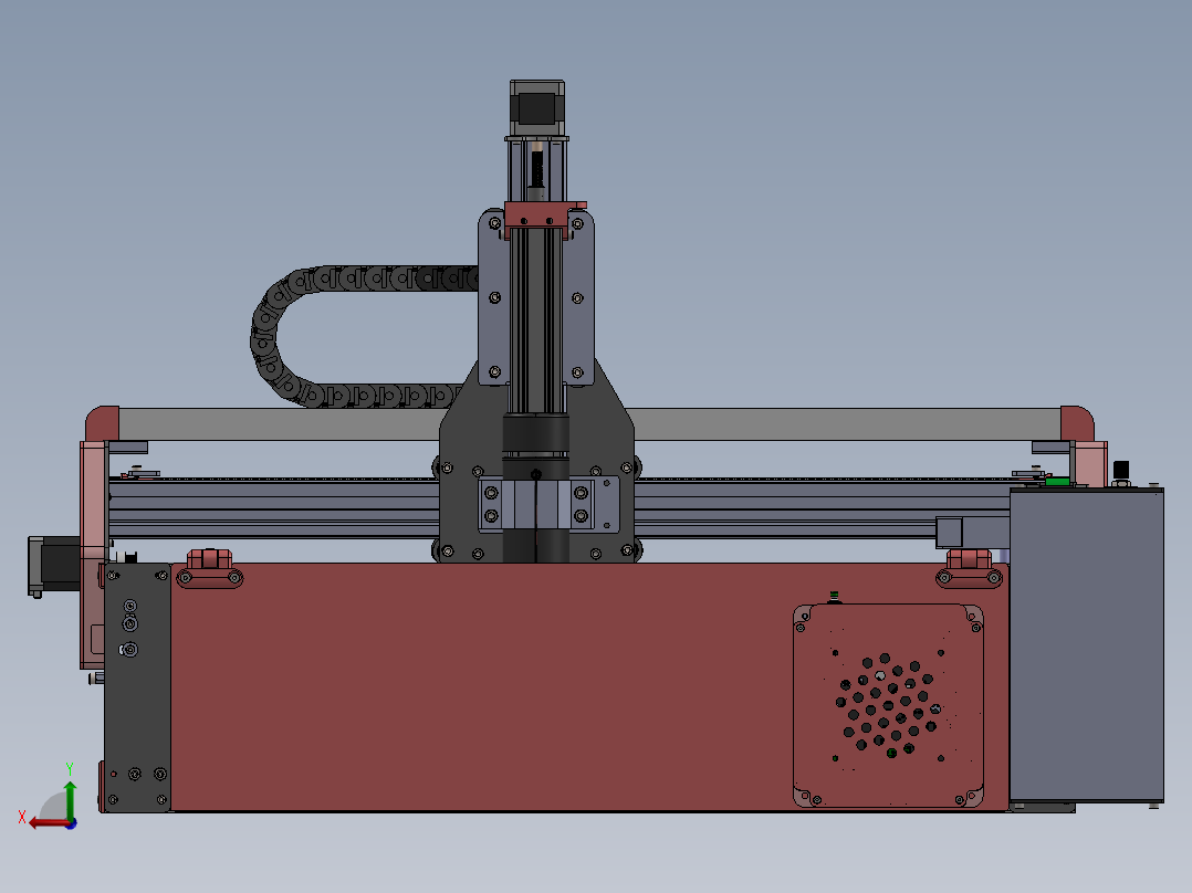 数控机床、CNX小型数控机床Formosa 1000三维建模图纸 solidworks设计后视图