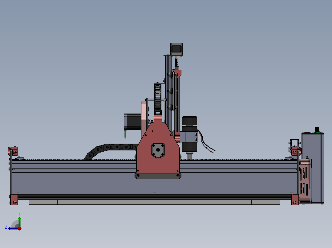 数控机床、CNX小型数控机床Formosa 1000三维建模图纸 solidworks设计右视图