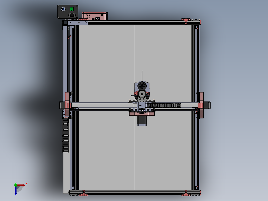 数控机床、CNX小型数控机床Formosa 1000三维建模图纸 solidworks设计俯视图
