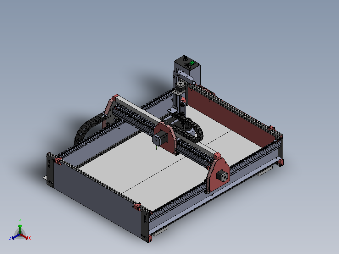数控机床、CNX小型数控机床Formosa 1000三维建模图纸 solidworks设计正等轴测图