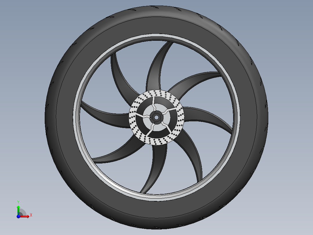 自行车合金轮胎前视图