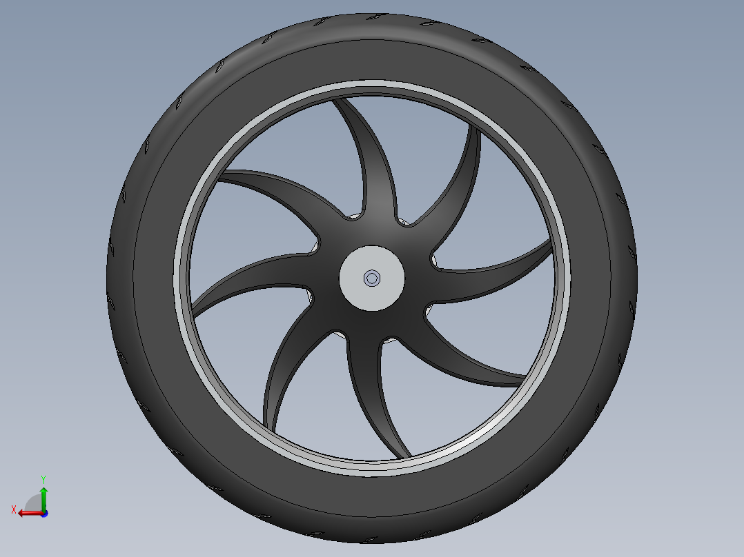 自行车合金轮胎后视图