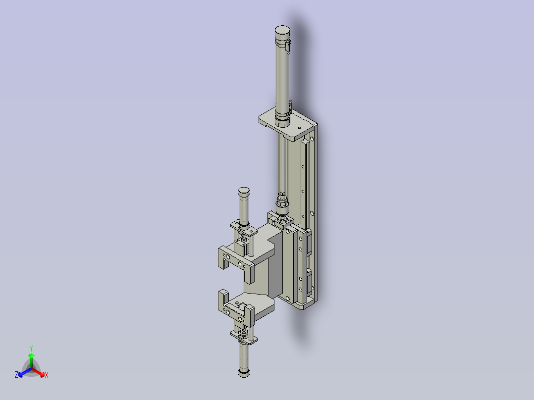 一款气缸夹具3D图模型主视图