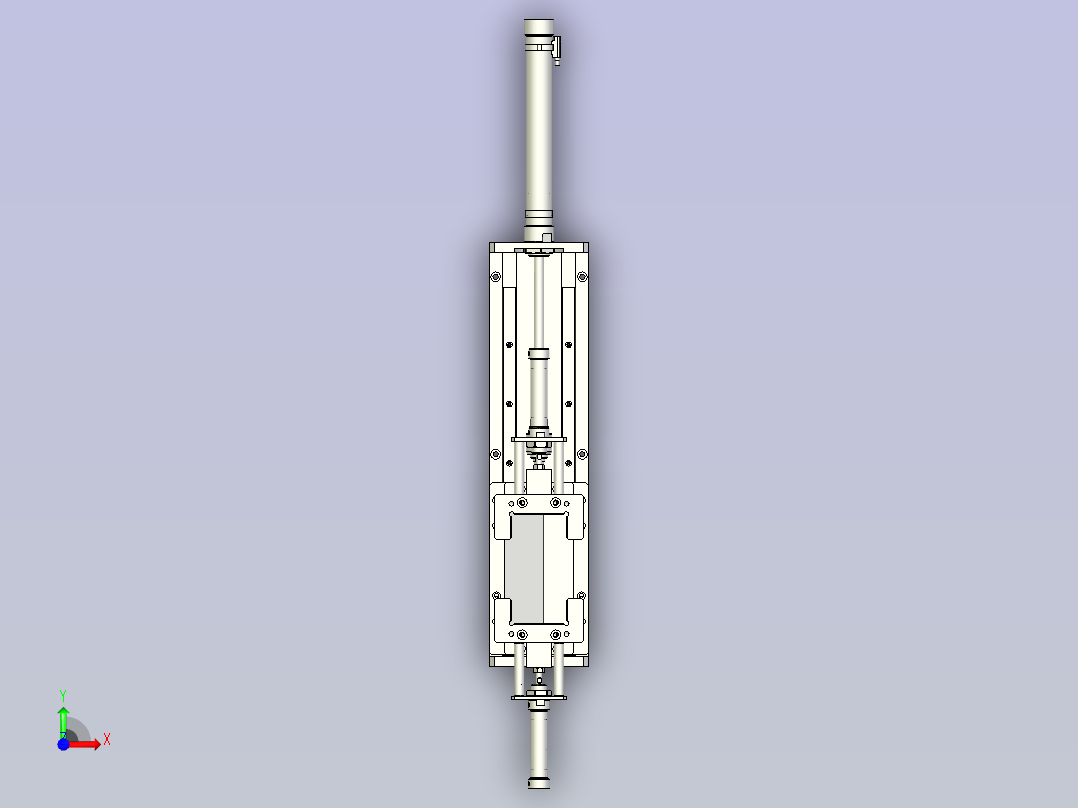 一款气缸夹具3D图模型前视图