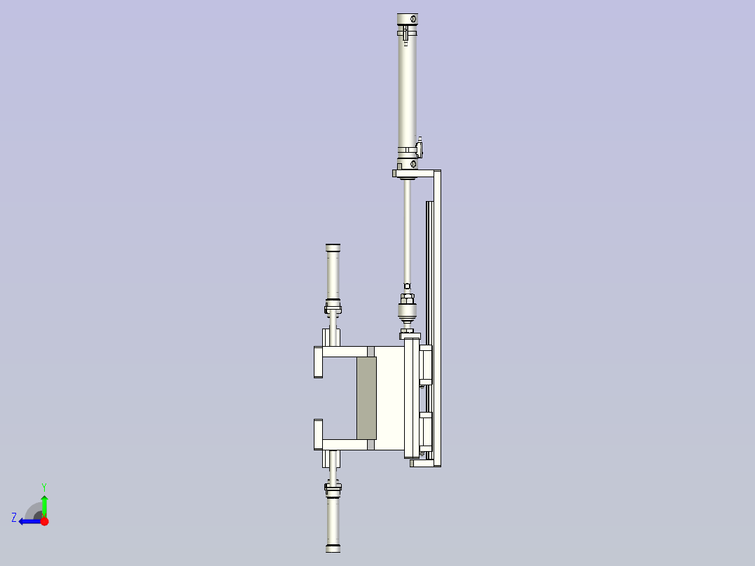 一款气缸夹具3D图模型右视图