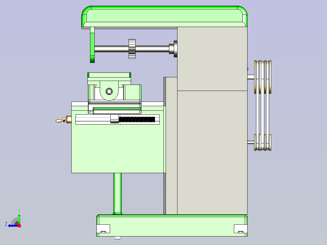 立式铣床设备图纸右视图