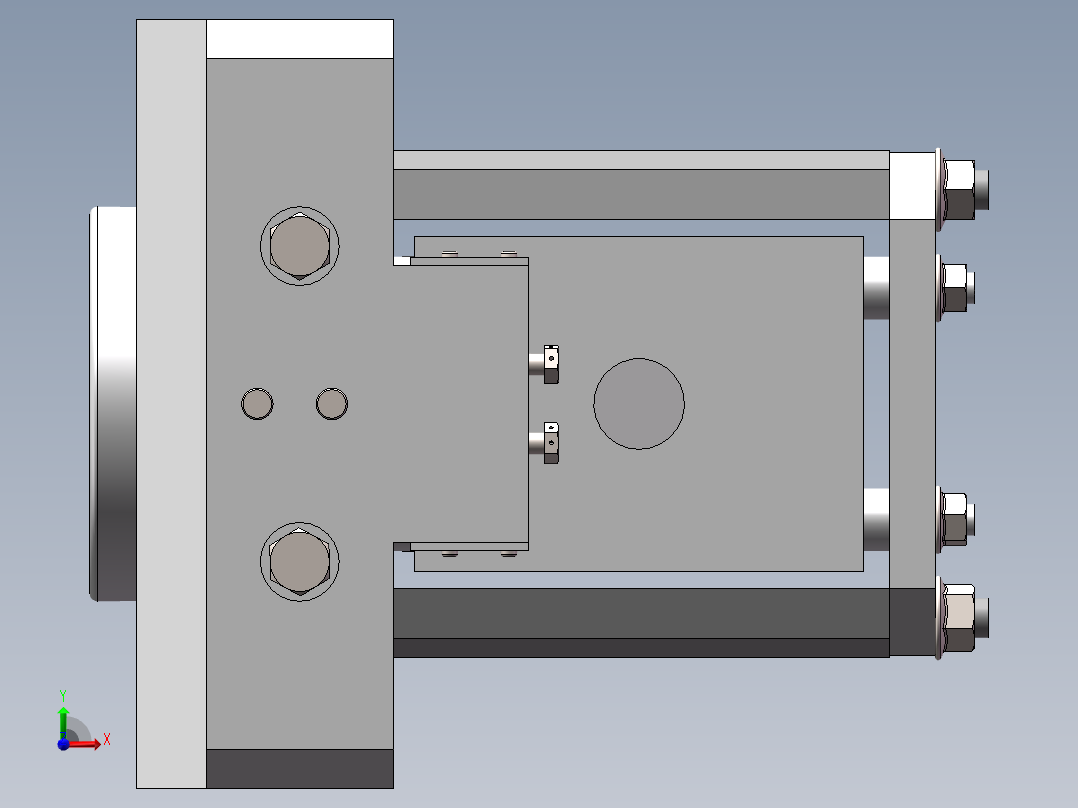汽车转向节拉主削孔夹具前视图
