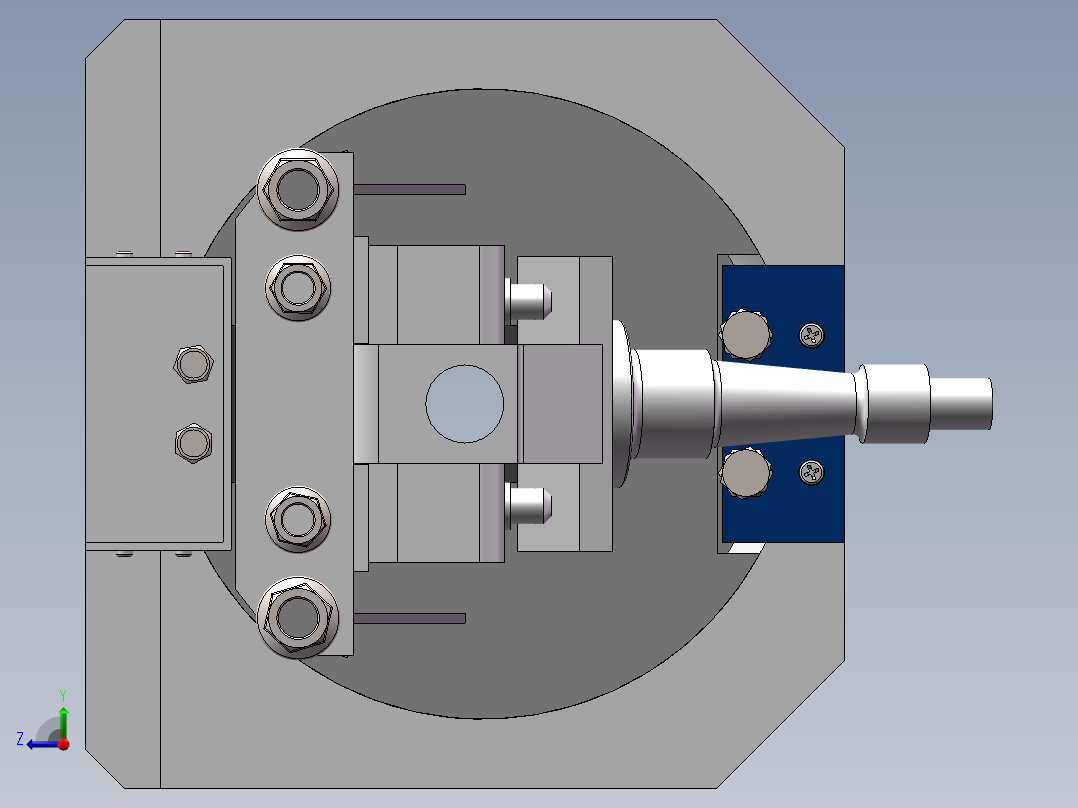 汽车转向节拉主削孔夹具右视图
