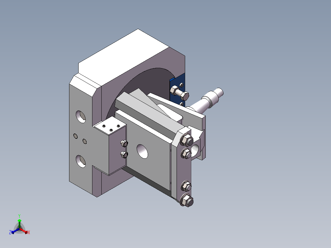汽车转向节拉主削孔夹具正等轴测图