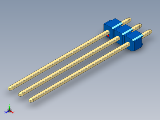 彩色公头100mil（2.54mm）系列-DS1021_blue_1x03p_100mil_Type43_rev1.0正等轴测缩略图