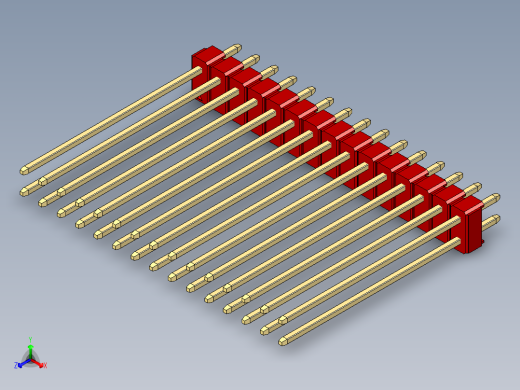 彩色公头100mil（2.54mm）系列-DS1021_red_2x15p_100mil_Type43_rev1.0正等轴测缩略图