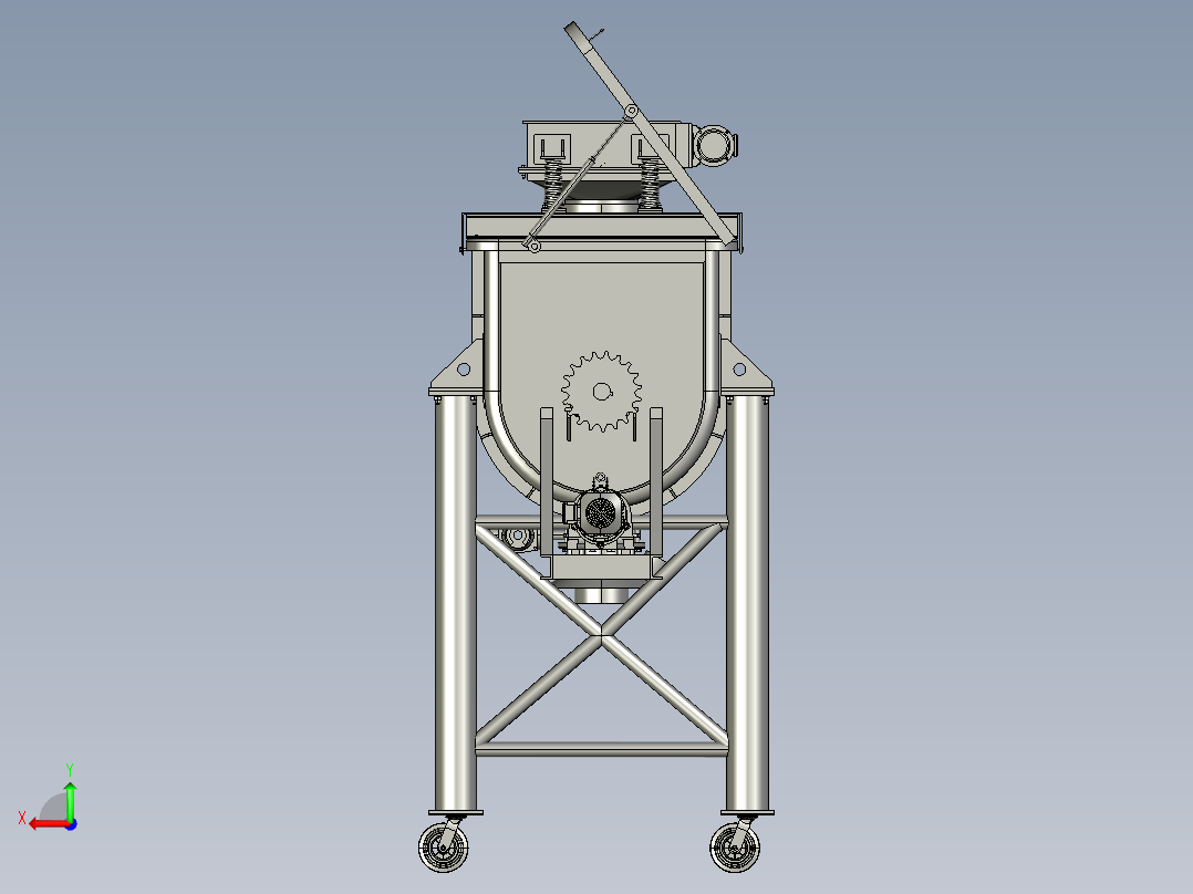Ribbon 600kg工业搅拌机三维图纸 Solidworks设计 附STP格式后视图