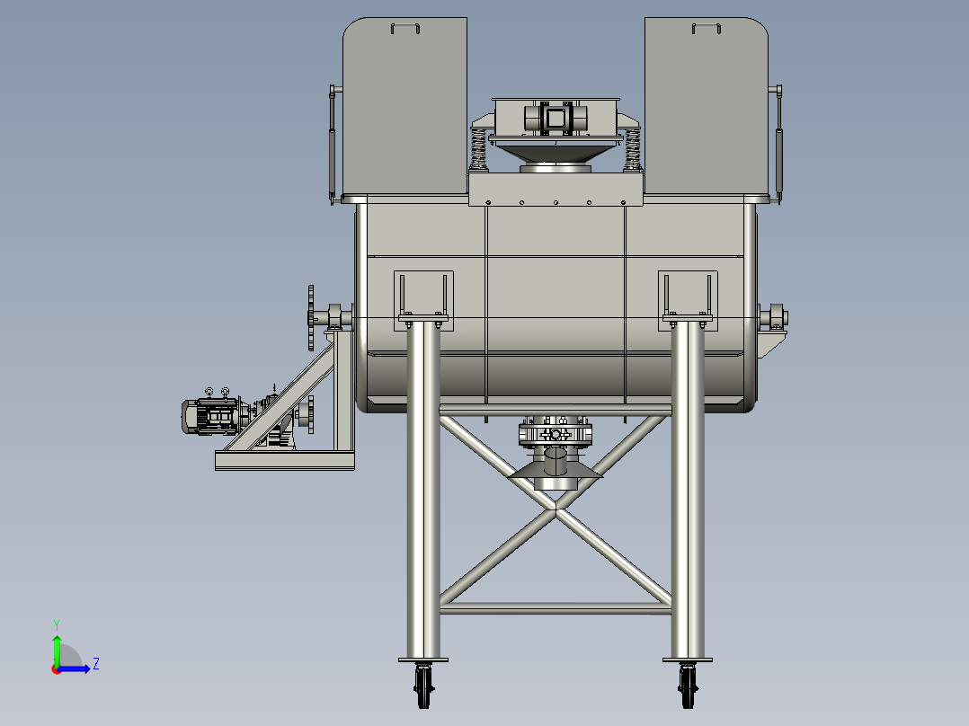Ribbon 600kg工业搅拌机三维图纸 Solidworks设计 附STP格式左视图
