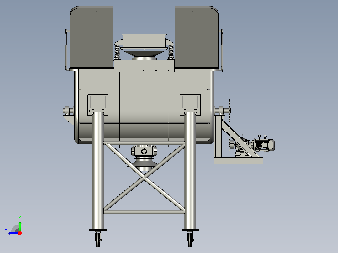 Ribbon 600kg工业搅拌机三维图纸 Solidworks设计 附STP格式右视图