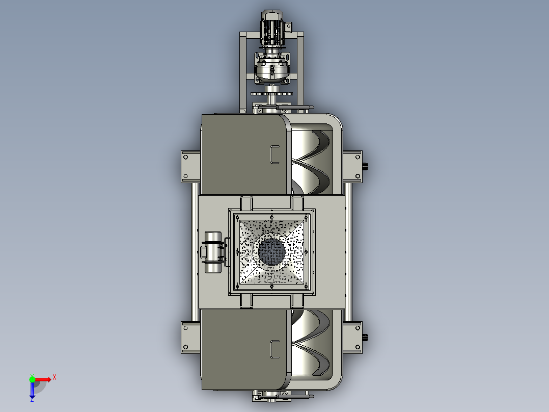 Ribbon 600kg工业搅拌机三维图纸 Solidworks设计 附STP格式俯视图