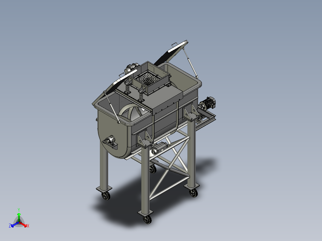 Ribbon 600kg工业搅拌机三维图纸 Solidworks设计 附STP格式正等轴测图