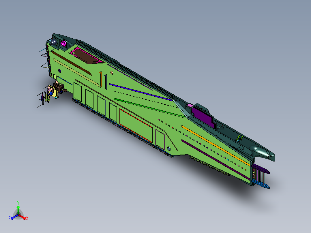 海洋执行作战任务的船只主视图