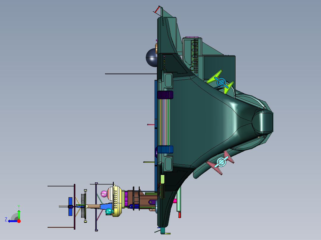 海洋执行作战任务的船只右视图