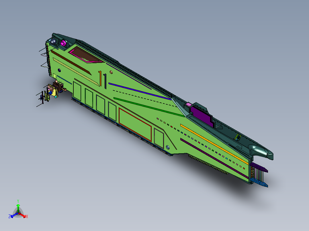 海洋执行作战任务的船只正等轴测图