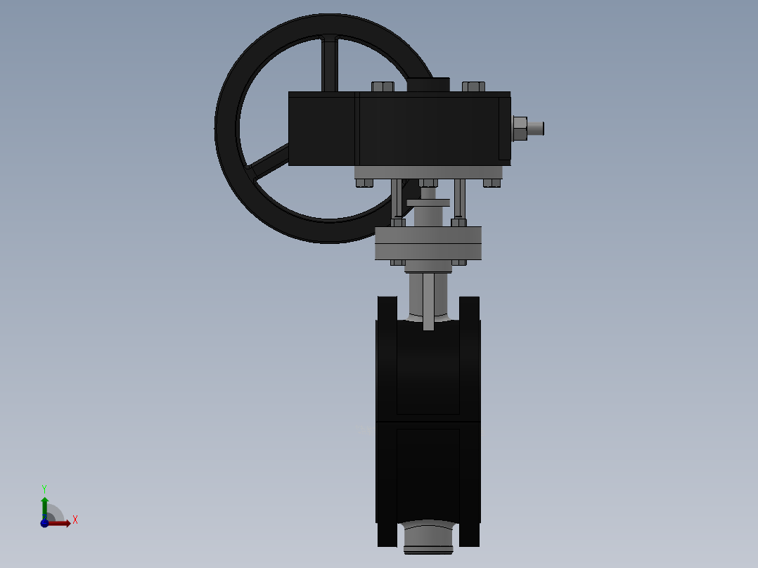法兰式涡轮蝶阀-铸铁 DN50-DN600前视图