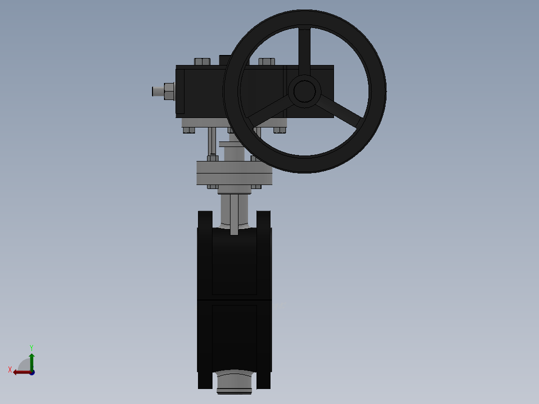 法兰式涡轮蝶阀-铸铁 DN50-DN600后视图