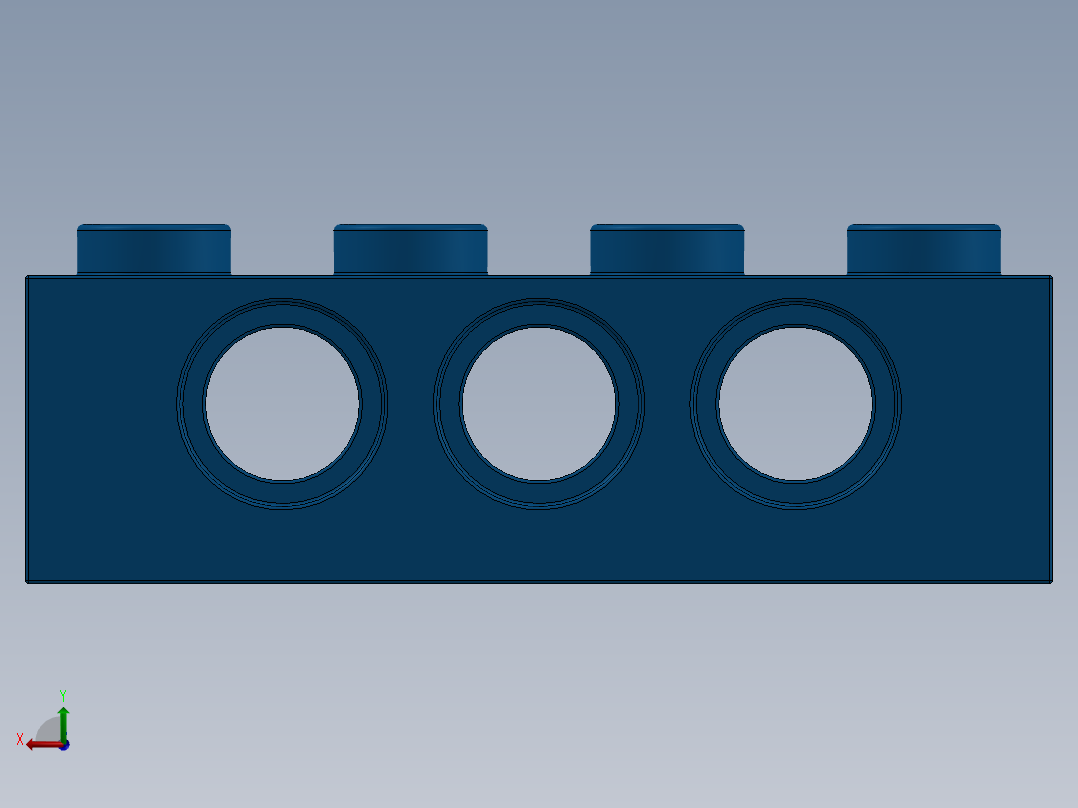 乐高机械组积木（横梁）-370123 Bright Blue Technic Brick 1 x 4 with Holes后视图